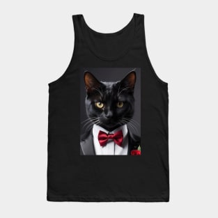 Valentine cat in tuxedo AI generated Tank Top